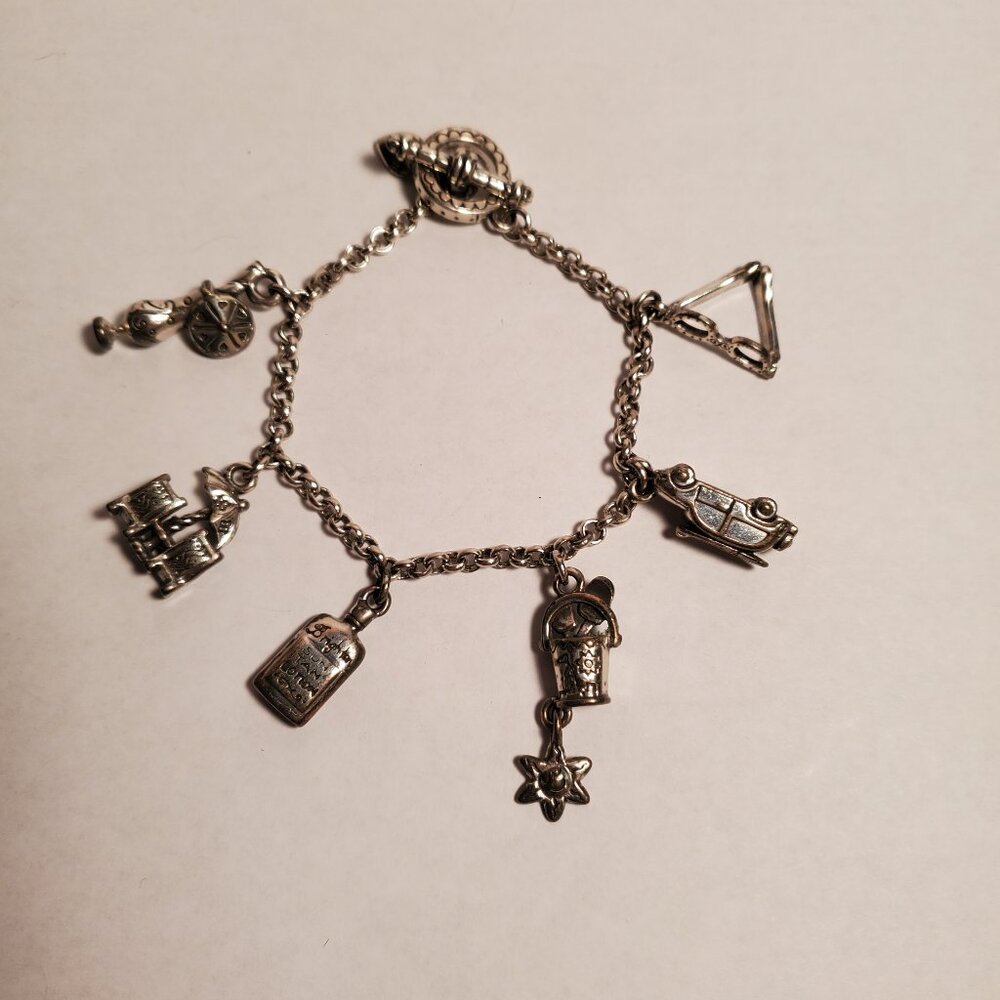 Vintage Brighton Silver Summer Vacation Beach Themed Charm Bracelet